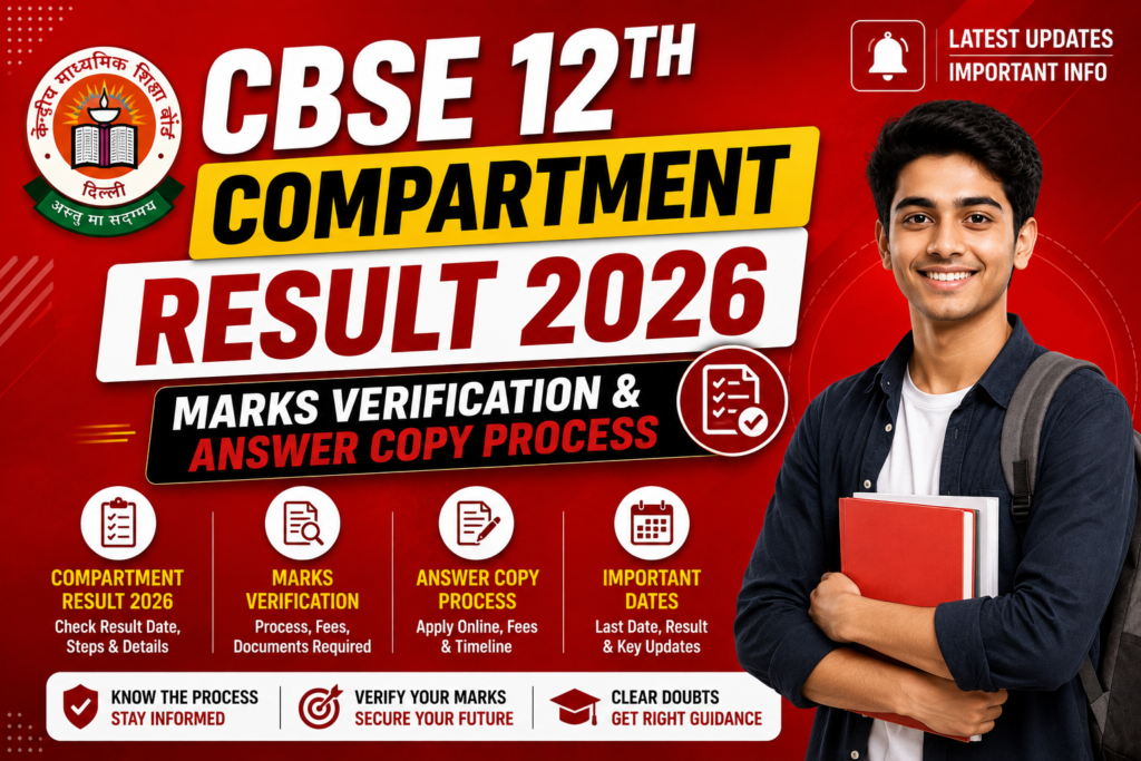 CBSE 12th Compartment Result 2026 Marks Verification & Answer Copy Process