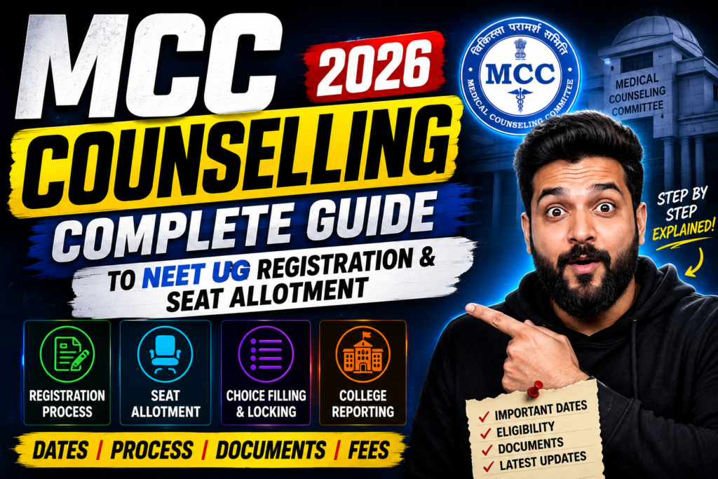MCC Counselling 2026 Complete Guide to NEET UG Registration & Seat Allotment