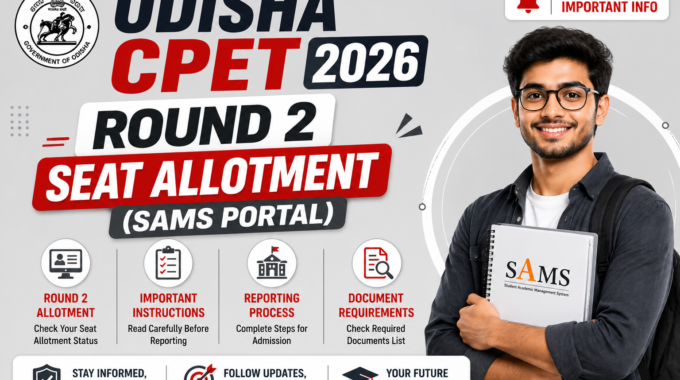 Odisha CPET 2026 Round 2 Seat Allotment (SAMS Portal)