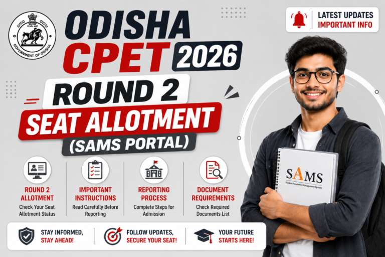 Odisha CPET 2026 Round 2 Seat Allotment (SAMS Portal)
