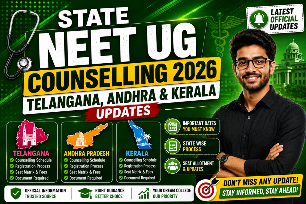 State NEET UG Counselling 2026 Telangana, Andhra & Kerala Updates