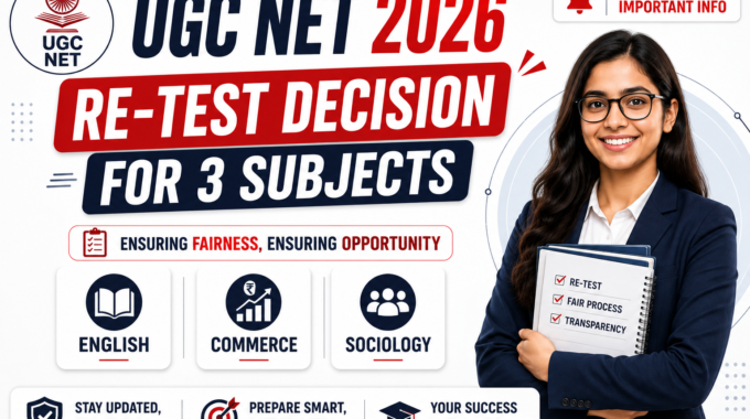 UGC NET 2026 Re-Test Decision for 3 Subjects (English, Commerce, Sociology)