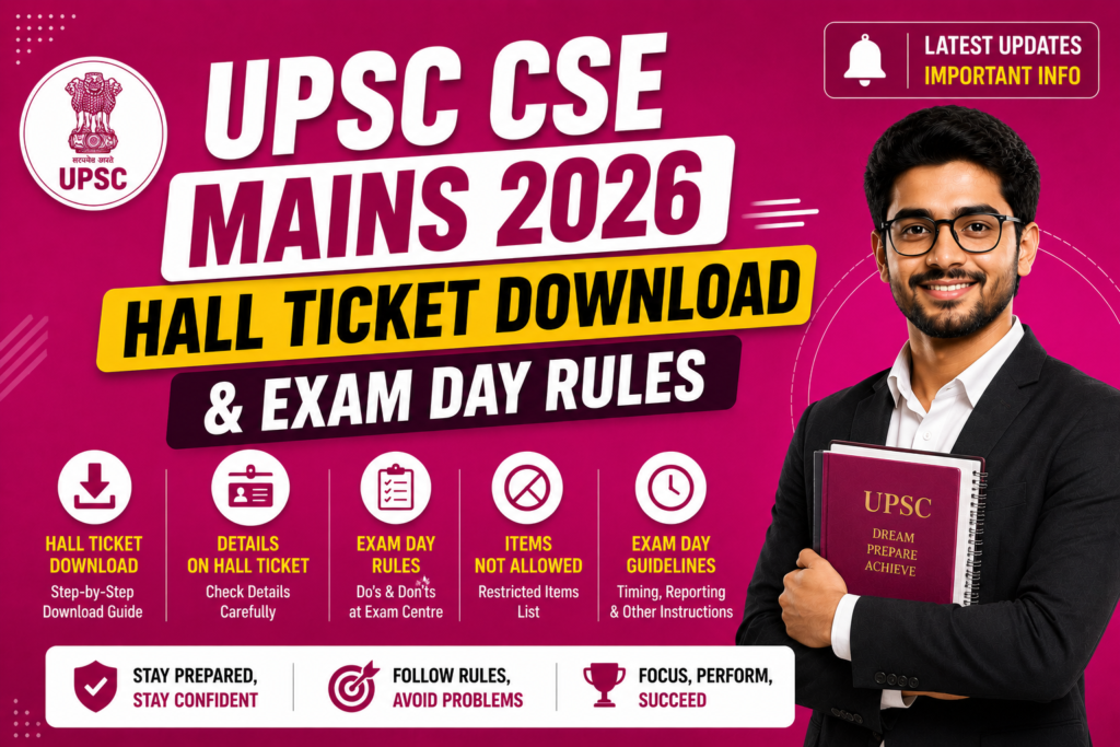 UPSC CSE Mains 2026 Hall Ticket Download & Exam Day Rules